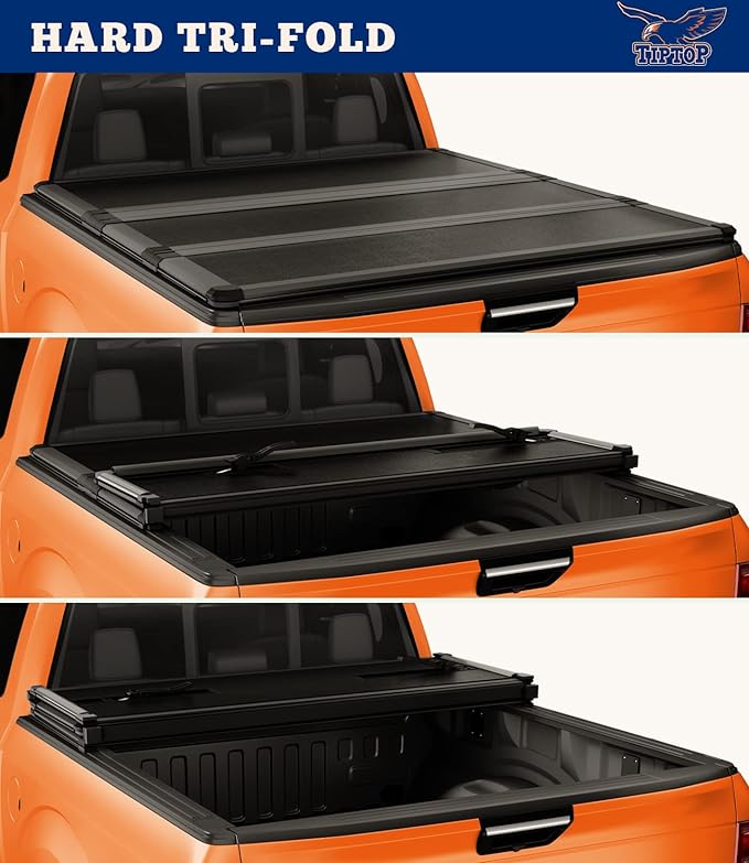 TIPTOP Tri-Fold Hard Tonneau Cover Truck Bed FRP On Top for 2020-2025 Silverado/Sierra 2500 3500 HD New Body Style 6.9ft Bed (82.2") |Not for CarbonPro Bed| TPM3 |