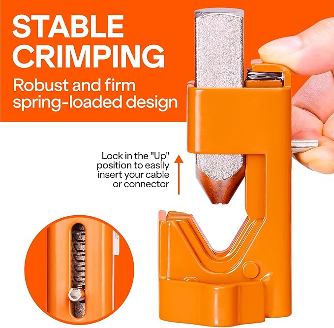 Wirefy Hammer Lug Crimper Tool for Cable & Battery Wire 8-4/0 AWG | Hardened Steel Hand Crimper with Ergonomic Handle & Heavy-Duty Crimping Capacity