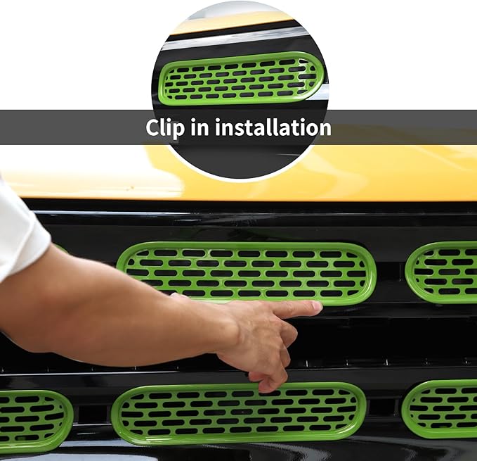 Front Grill Mesh Grille Inserts Cover Frame Trims Kit 6Pcs Fit for Ford Bronco 2021-2025 2/4 Door Exterior Accessories (Green)