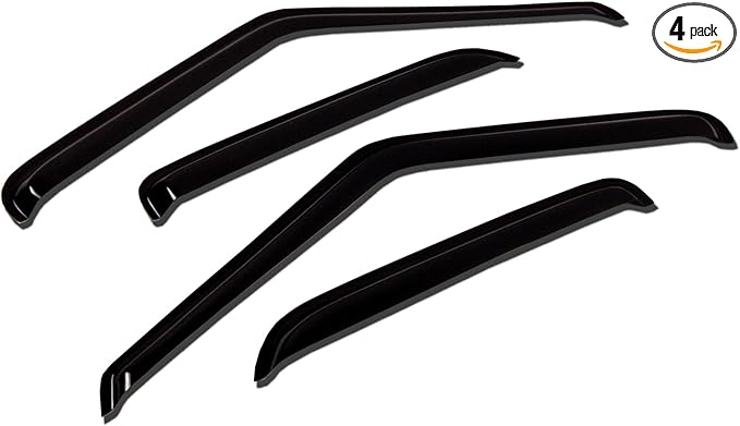 Tuningpros WV-257 Outside Mount Window Visor Deflector Rain Guard Dark Smoke 4-pc Set, Compatible with 2007-2012 Hyundai Santa Fe
