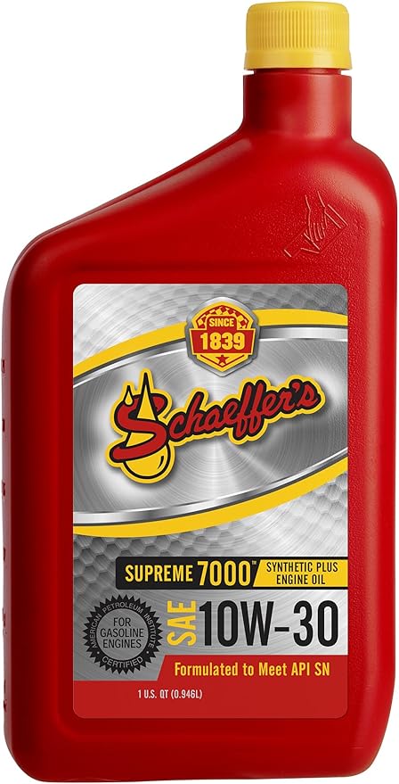 Schaeffer Manufacturing Co. 0703-012S Supreme 7000 Synthetic Plus Gasoline Engine Oil 10W-30, 1-Quart Bottle