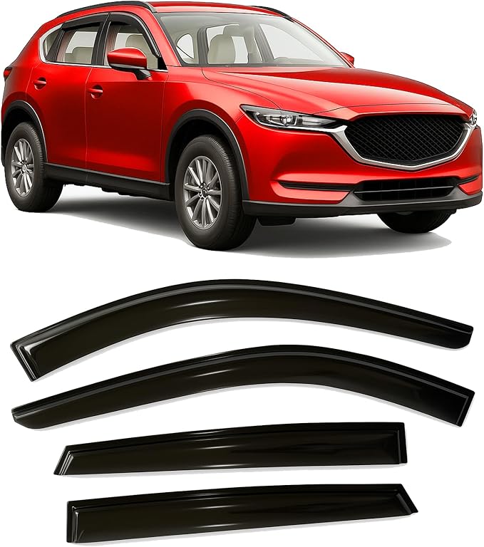2017-2025 Tape-On Rain Guards for Mazda CX-5 Side Window Visor Deflectors Sport Touring Grand Touring Signature Durable Vent Shades 2018 2019 2020 2021 2022 2023 2024 CX5