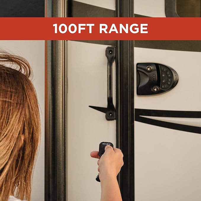RVLOCK V4 Premium Metal RV Door Lock with Keypad and Remote, Secure and Convenient Keyless Camper Door Lock Replacement, Durable Replacement for Trailers, Patented Security Technology