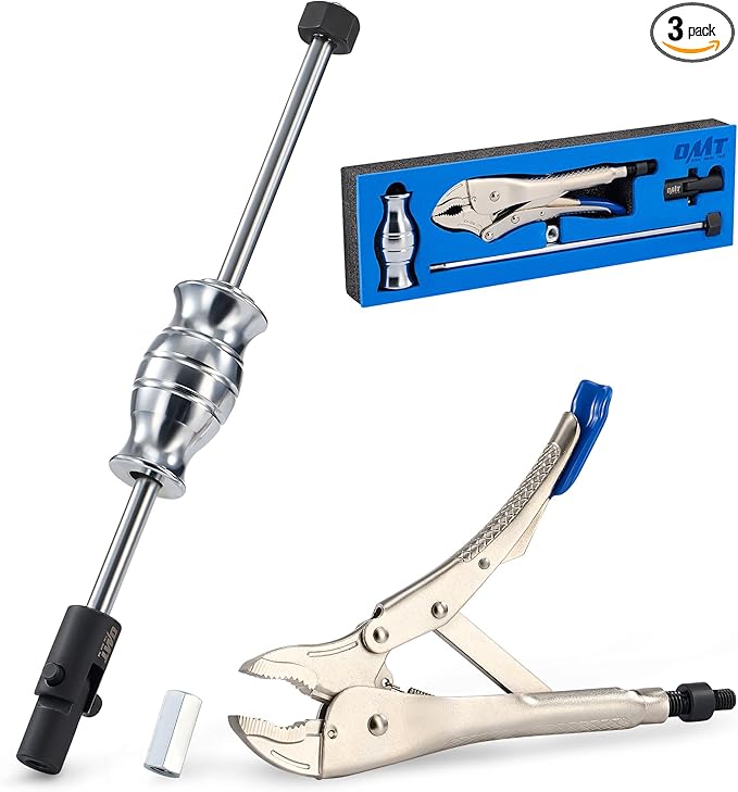 Orion Motor Tech Vise Grip Slide Hammer, 9.8 in Locking Pliers 2 lb Slide Hammer with Quick Release Swivel Connector, Locking Pliers Slide Hammer Set for Nail Bolt Pin Seal CV Axle Removal