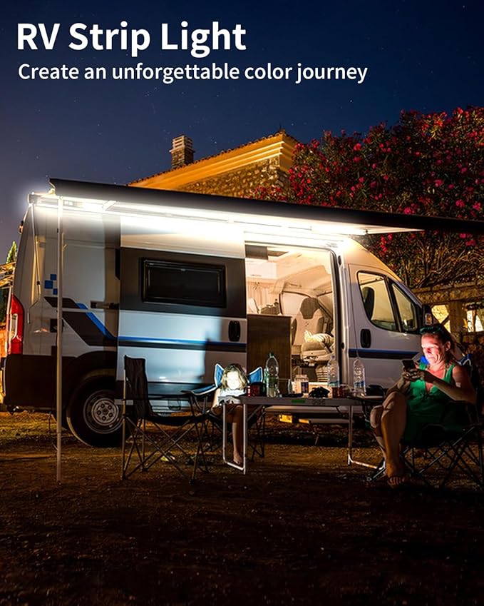 RV Awning Led Lights, 12V 16.4FT RV Outside Light, Waterproof Underglow Led Light Kit for Home Camper Motorhome Travel Trailer Concession Stands Food Trucks Strip Light, White