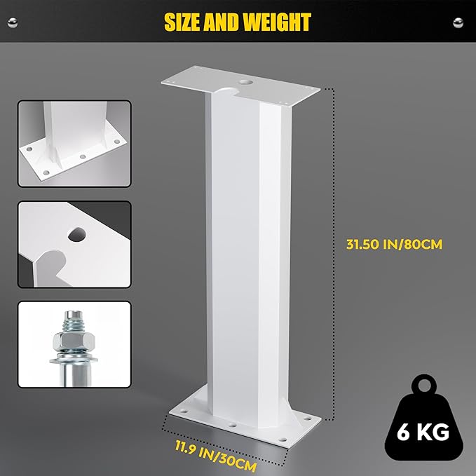 EV Charger Pedestal, Outdoor EV Charger Stand, Pedestal for Charging Station, Applicable to All Charging Case Styles, Floor Mounted, All Weather, Electric Vehicle Pile, Silver-Gray