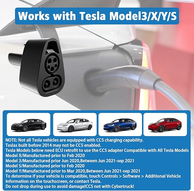 CCS to NACS Adapter for Tesla Model 3 Y S X & NACS EVs, 500A 1000V Fast Charging Converter, UL 2252 Certified CCS1 to Tesla Adapter, Compatible with Super Fast DC Chargers (Not for Cybertruck)