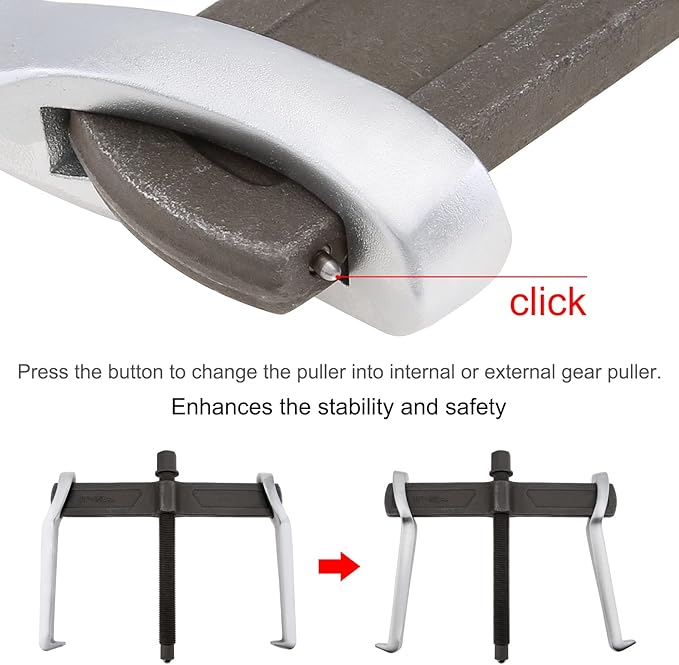 ChgImposs 2-Jaw Gear Puller, Adjustable CR-V Bearing Puller Gears, Removal Tool for External Internal Pulling, Puller Tool Separate Lifting Device (10 INCH)