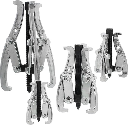 Motor Tech Gear Puller Set, 3" 4" 6" 8'' 3 Jaw Puller Kit for Pulley Gear Bearing Flywheel Removal, Heavy Duty Pulley Puller with Reversible Jaws Bearing Puller Tool Kit (3'' 4'' 6'' 8'')