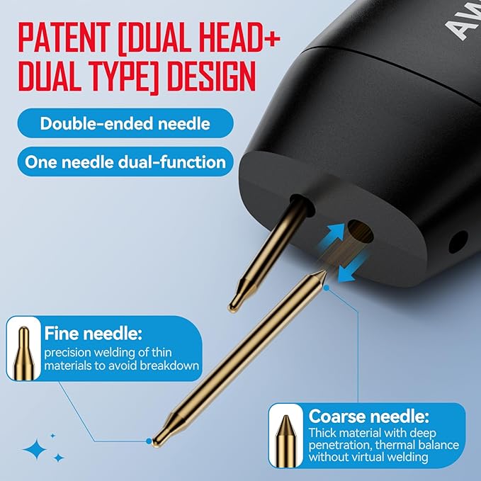 Battery Spot Welder, 11 Gear Adjustable Double-ended Replaceable Pen Tip Spot Welder, Automatic and Manual Modes, Welding Plated Nickel Sheets for DIY 18650 Battery
