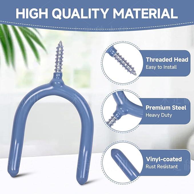 12 Pack Garage Storage System Steel U Hooks with Anti-Slip Coating Home Improvement and Organization Screw in Hooks Easy Wall Mounting Heavy Duty Bike and Ladder (Grey, 12 Pack)