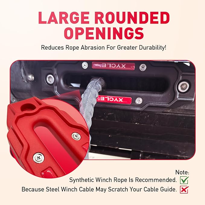 Winch Fairlead with Tow Hook,7075 Aluminum Hawse Fairlead with High Strength Alloy Steel Forged Winch Hook, 20000lb Winch Fairlead Hook (Red)