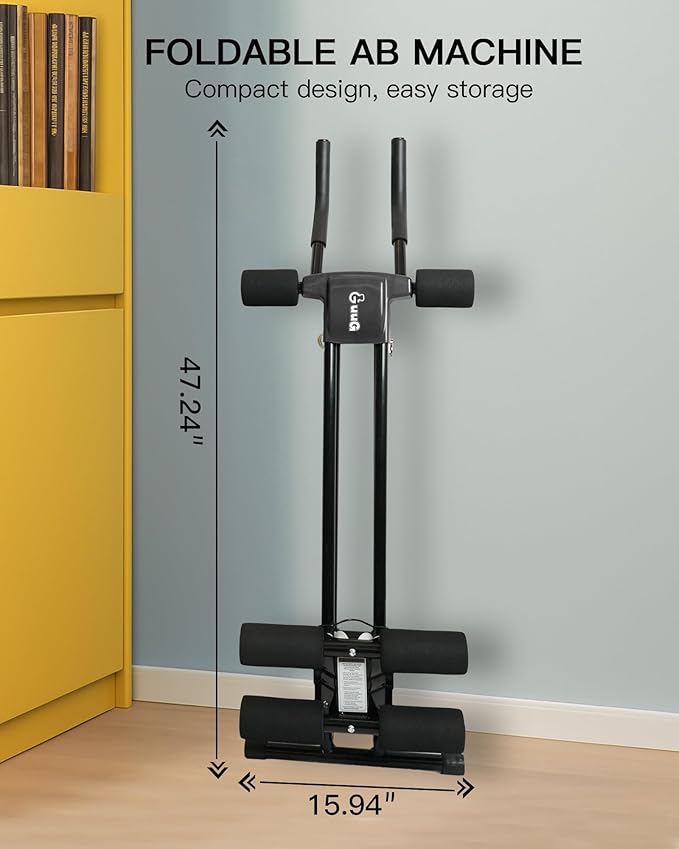 Ab Machine Abdominal Stomach Workout: Adjustable Ab Trainer Machine Ab Cruncher Core Strength Training Equipment for Home Gym Foldable for Women and Men