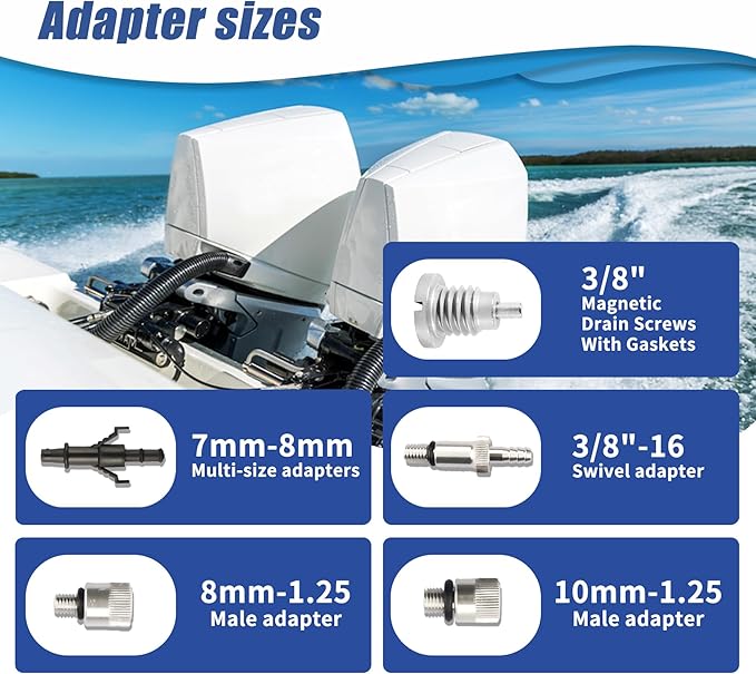 Upgrade Lower Unit Gear Oil Pump with 1x Magnetic Drain Screw for Standard Quart Bottles compatible with 3/8in 8mm 10mm Metal Adapter, Widely Fit for Marine Outboards Units (10cc)