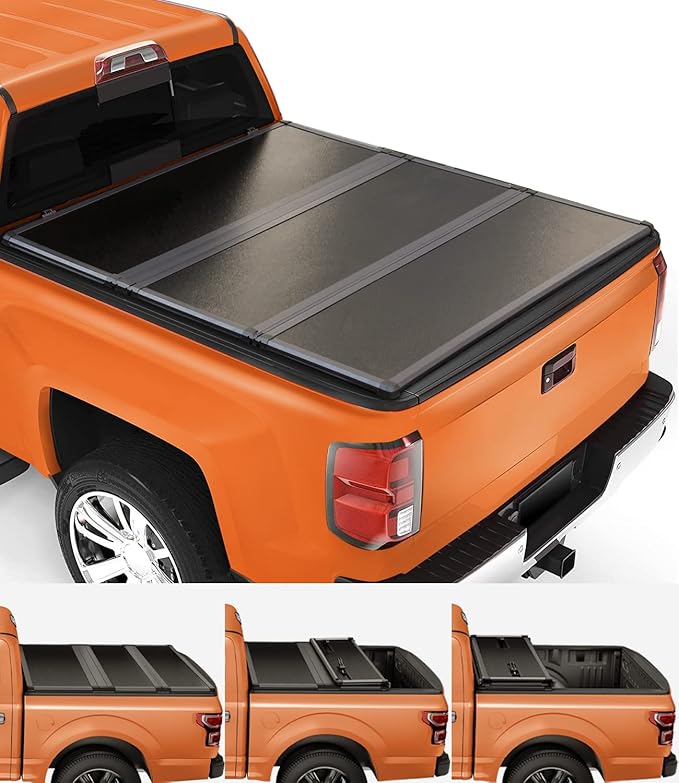 TIPTOP Tri-Fold Hard Tonneau Cover Truck Bed FRP On Top for 2007-2025 Silverado/Sierra 1500 & 2007-2019 2500 3500 HD 6.6ft Bed (78.9") |Not for CarbonPro Bed| TPM3 |