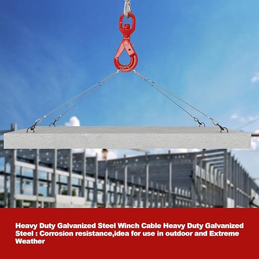 Galvanized Steel Winch Cable,Heavy-Duty 3/8" x 100' Winch Cable with Swivel Hook,17600 Lbs Breaking Strength,6x19 Strand Core Wire Winch Rope for SUV, Tow Truck,Crane,Wrecker