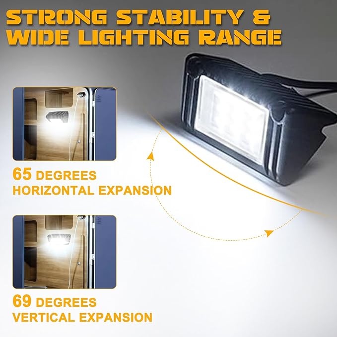 Chelhead LED RV Exterior Porch Utility Light Aluminum Base 12v Lighting Fixture, Replacement Lighting Compatible with RVs, Trailers, Campers, 5th Wheels, Trucks, Clear and Amber Led