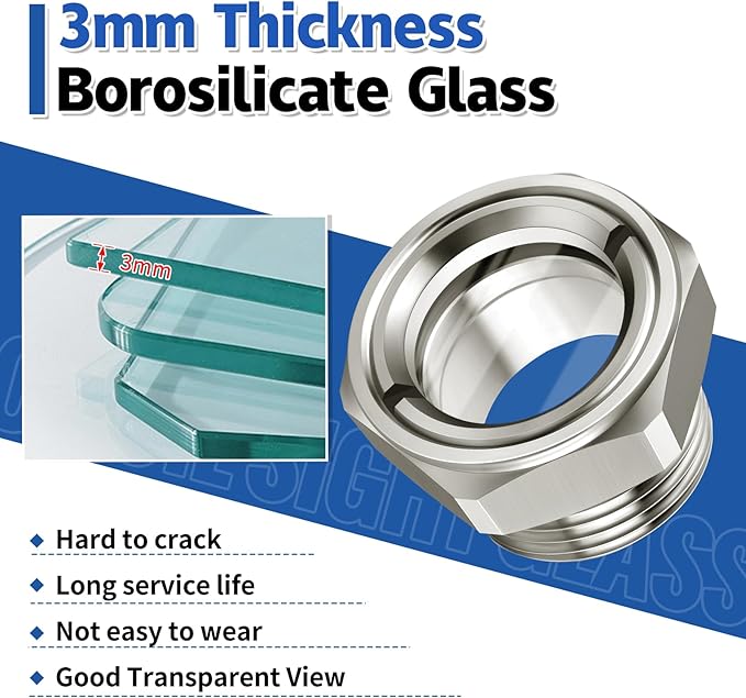 1'' NPT Male Hex Head Stainless Steel Oil Sight Glass Liquid Level Gauge Oil Indicator Window Hydraulic Tank Sight Glass For Pump Air Compressor Gearbox (1'' NPT Male)