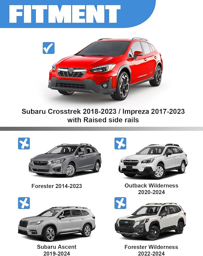 FengYu 330lbs Heavy Duty Lockable Roof Rack Cross Bars Compatible with Subaru Crosstrek 2018-2023 & Impreza 2017-2023 (with Raised Rails), All-Metal Aluminum Roof Rails Crossbars Rooftop Cargo Bars