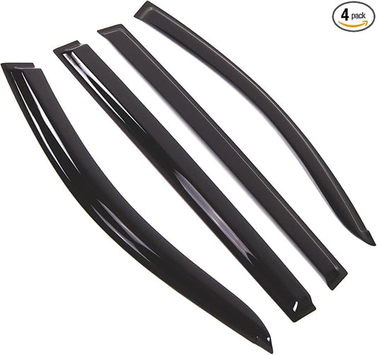 TuningPros Outside Mount Window Vent Visors Rain Guards Compatible with Mitsubishi Montero Sport 2008-2016 | Side Window Wind Deflectors Rain Shields | Smoke Tinted, 4 Pcs Set, DGWV-824