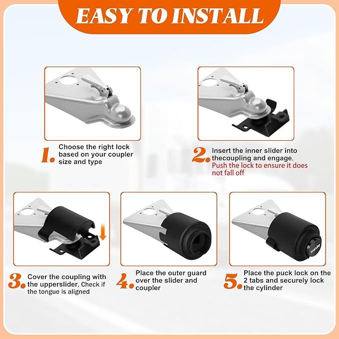 Upgraded Trailer Lock Fits 2 5/16 Inch Couplers, Heavy Duty Trailer Hitch Locks, Upgraded Anti-Theft Structure Coupler Lock, Security Trailer Locks Ball Hitch for RV, Boat, Truck, Trailer