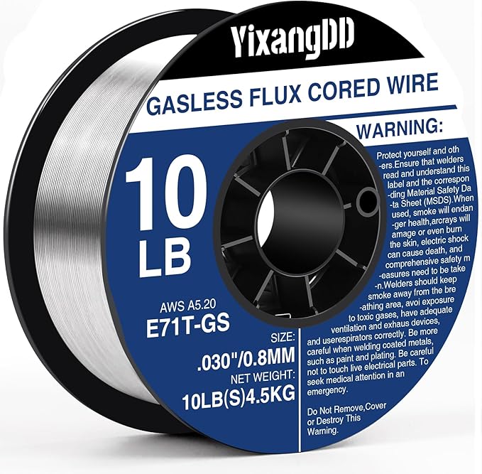 1-Pack 0.030" Flux Core Welding Wire, E71T-GS Low Splatter Gasless Mild Carbon Steel Mig Welding Wire, Compatible With Most Welder, 10-Pound Each