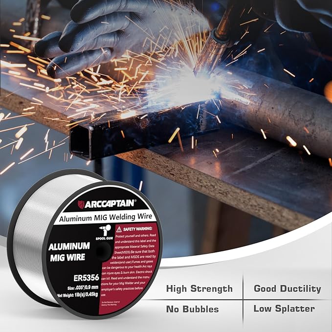 ARCCAPTAIN Magnesium Aluminum Welding Wire ER5356 .035" MIG Welding Wire, 1 Pound Spool