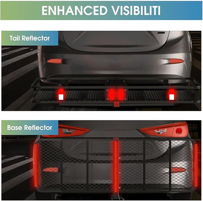 FORWODE 500 LBS Hitch Mount Cargo Carrier Basket, 60"x20"x6" Folding Hitch Cargo Carrier Rack for 2 Inch Receiver, Car Rack Rear Luggage Basket with Cargo Net