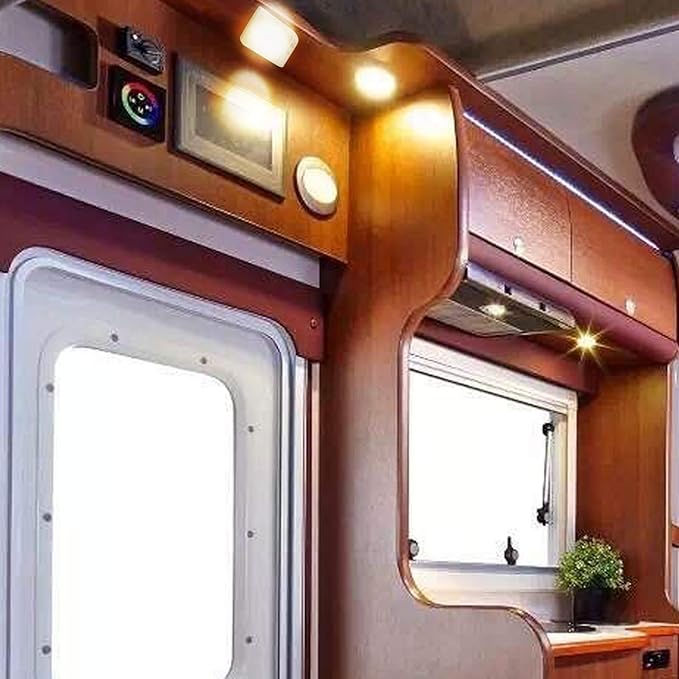 Facon Square RV Motion Sensor Light - 4W 280LM Warm White (3400K) 12V RV Interior Lighting, LED Ceiling Dome Lights for RV Camper Motorhome Boat