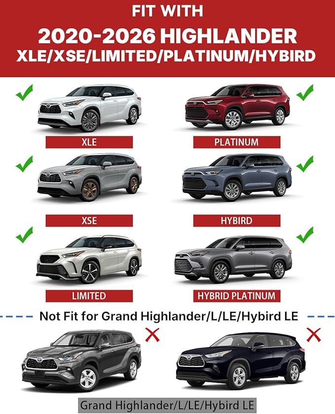 Richeer 300LBS Roof Rack Cross Bars for 2020-2026 Highlander XLE XSE Limited Platinum Hybrid with Side Rails, Lockable Heavy Duty Aluminum Cargo Racks Rooftop Luggage Canoe Kayak Bicycle