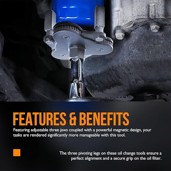 Adjustable Oil Filter Wrench 2-3/8 to 3-3/4 inch 60-95mm Universal Oil Filter Removal Tool 3/8 inch Drive Cap Style Oil Filter Tool