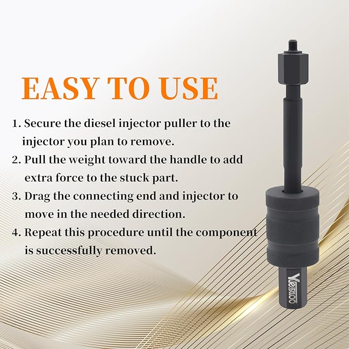 Diesel Injector Puller Tool with Slide Hammer, Fuel Injector Removal Tool with M8 M12 M14 Thread Adapters, Common Rail Injector Remover