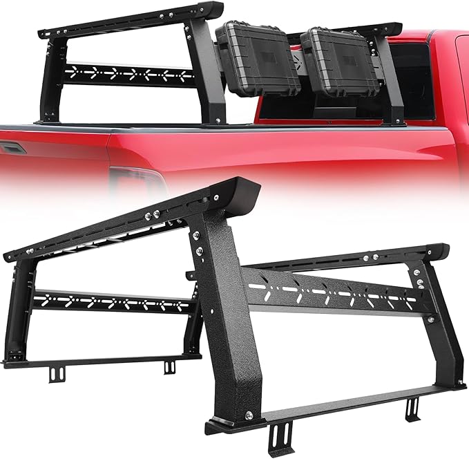 Adjustable Truck Bed Rack for Most Truck, Overland Bed Rack Compatible with Gladiator/Ford/Tundra/Tacoma/Dodge/Chevy/Nissan, Ladder Rack for Kayak, Surfboard, Lumber, Ladder