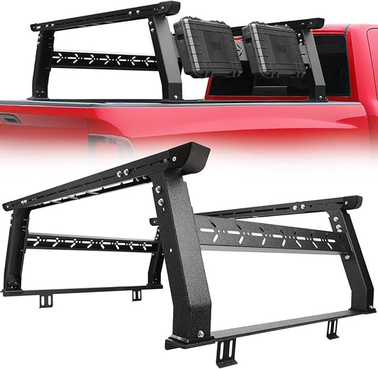 Adjustable Truck Bed Rack for Most Truck, Overland Bed Rack Compatible with Gladiator/Ford/Tundra/Tacoma/Dodge/Chevy/Nissan, Ladder Rack for Kayak, Surfboard, Lumber, Ladder
