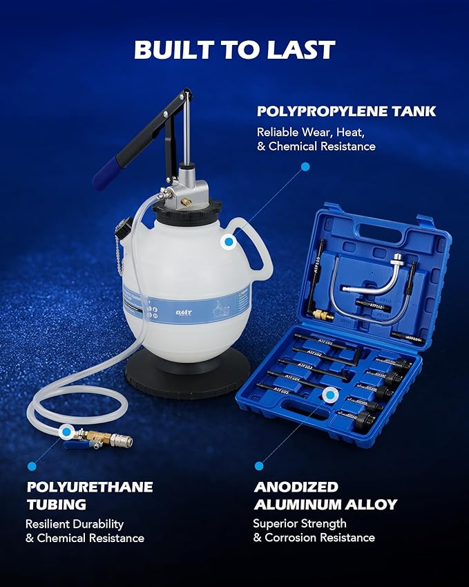 Orion Motor Tech 7.5L Transmission Fluid Pump, 2 Gallon Manual ATF Refill Kit Transmission Fluid Hand Pump Automotive, Transmission Fluid Transfer Pump, Transmission Fill Pump with 15 ATF Adapters