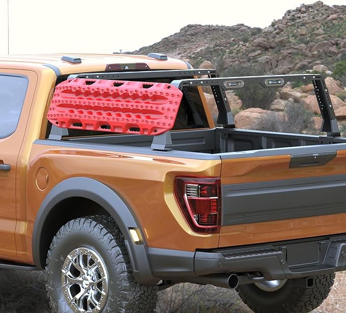 Bed Rack Overland Racks Truck Cargo Carrier with 2 LED Light Bars Compatible with Ford F-150/F-250/F-350, Ram 1500/2500/3500, Chevy Silverado, GMC Sierra, Toyota Tacoma,Tundra, Sequoia, Titan