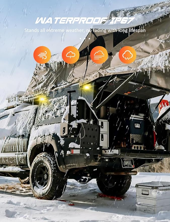 Chelhead RV Led Exterior Lights, Yellow 800lm Waterproof RV Porch Flood Lights 12V Exterior Light Fixture Compatible with RVs, Traliers, Campers