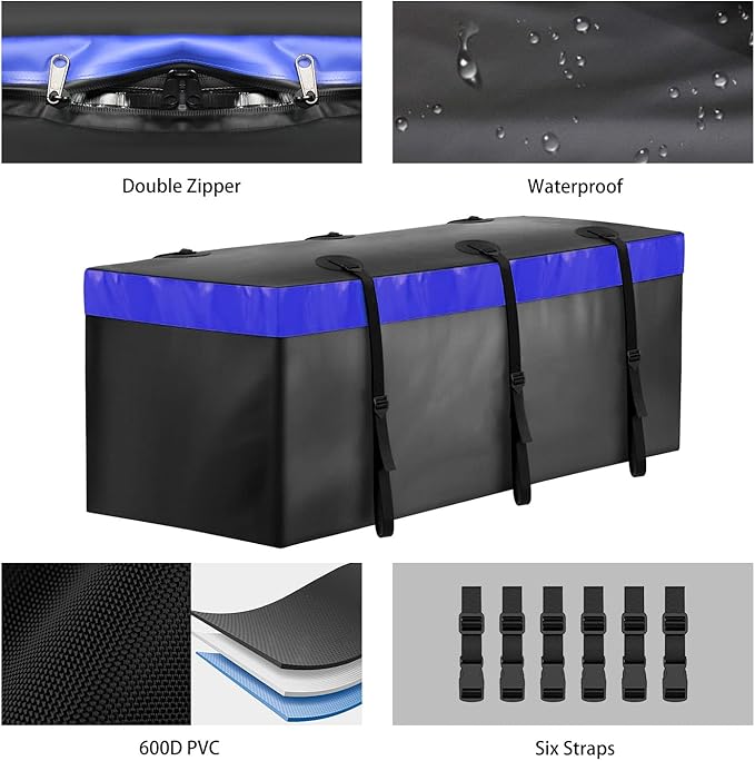 FORWODE 60x24x6 Hitch Carrier for 2 Inch Receiver, 500LB Capacity Hitch Mount Rack with Folding Cargo Basket, Rust-Resistant Coat, Includes Cargo Bag, Cargo Net