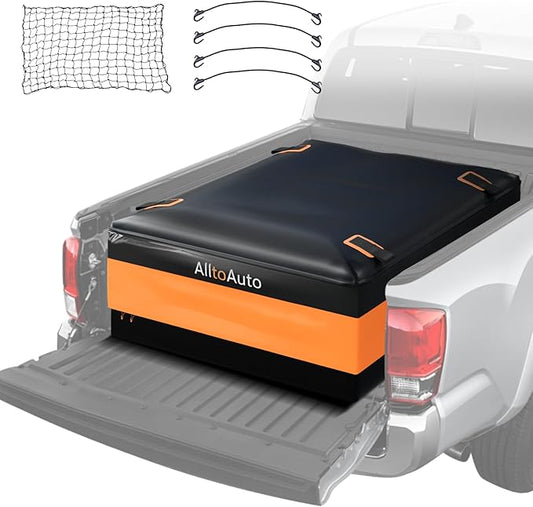 Truck Bed Cargo Bag with Cargo Net, 26 Cubic Feet (51''x40''x22''), 4'x6' Cargo Net Stretches to 8'x12', 100% Waterproof Heavy Duty PVC, Fits Any Truck Size, Convenient for Installation