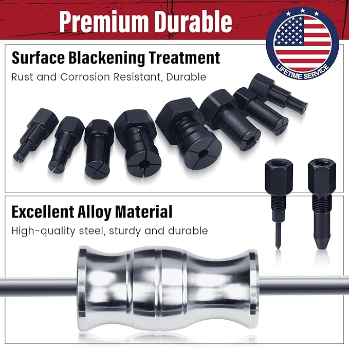 12pcs Blind Hole Collet Bearing Puller Set, Internal Bearing Extractor Puller Kit Slide Hammer Bearing Puller Set with Expandable Collets 8-32MM Insert Bearing Remover Set Tool (Red)