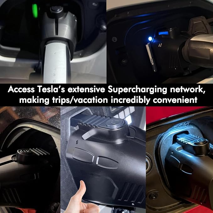 NACS to CCS Adapter for Fast Charging CCS1 EV in Tesla V3/V4 Supercharger, Max 500A 1000V NACS DC Adapter for Road Trip Charge Backup, Dual Locks for Sturdy Secure Connection
