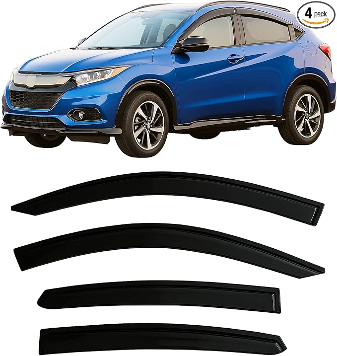 2016-2022 Tape-On Rain Guards for Honda HR-V Side Window Visor Deflectors Lx Ex Sport Ex-L HRV Durable Vent Shades 2017 2018 2019 2020 2021