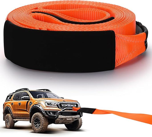 Windyun 3" x 50 ft Recovery Tow Strap Road Straps Heavy Duty Tow Rope Recovery Rope with Reinforced Loops and Protective Sleeves for Vehicle Truck Winching Gear Accessories 20, 000 Lbs