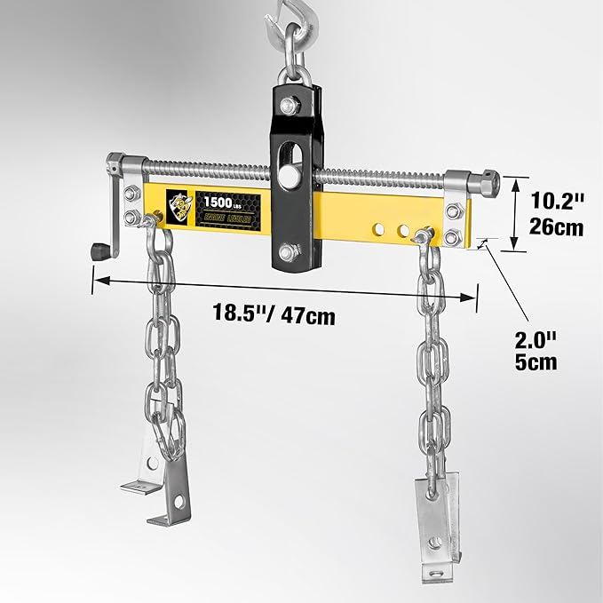 YELLOW JACKET Engine Load Leveler 1500lbs Steel Engine Hoist Shop Crane Accessory with Adjustable Handle