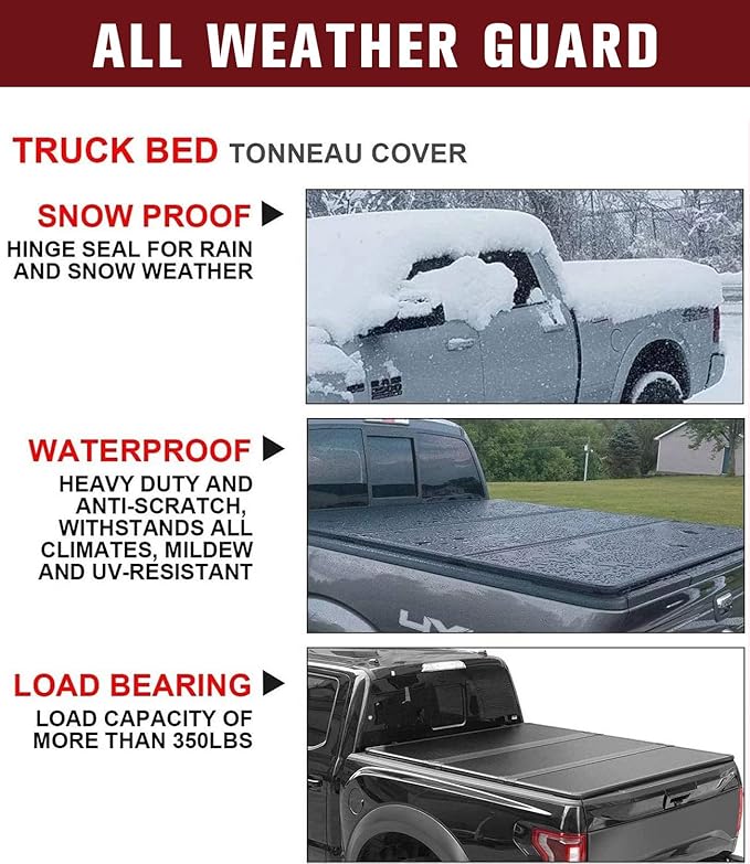 Kikito HTL Truck Bed Tonneau Cover Compatible with 2019-2025 Ram 1500 (New Body Excl. Classic), 6'4" (76in) Truck Bed w/Track System Low-Profile Style FRP Hard Folding Truck Cover No-Drill 100% Access