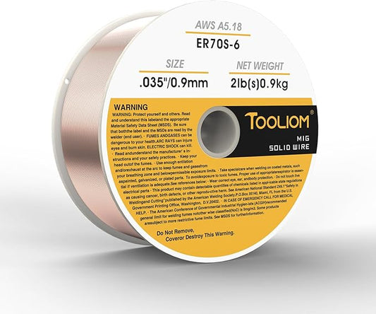 TOOLIOM ER70S-6 .035"(0.9 mm) Mild Steel MIG Solid Welding Wire on 2-Pound Spool Compatible with TL-200M Pro and TL-250M Pro