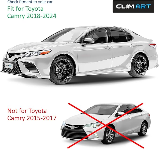 CLIM ART in-Channel Incredibly Durable Rain Guards Compatible with Toyota Camry 2018-2024, Original Window Deflectors, Vent Window Visors, Vent Deflector, 4 pcs. - 618111