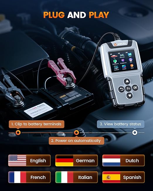 ANCEL BA101 Plus Car Battery Tester 6V 12V Load Tester,20-2000 CCA Digital Automotive Alternator Analyzer, Charging Cranking System Diagnostic Tool for Car, Truck, Motorcycle, SUV, Boat, RV, and More