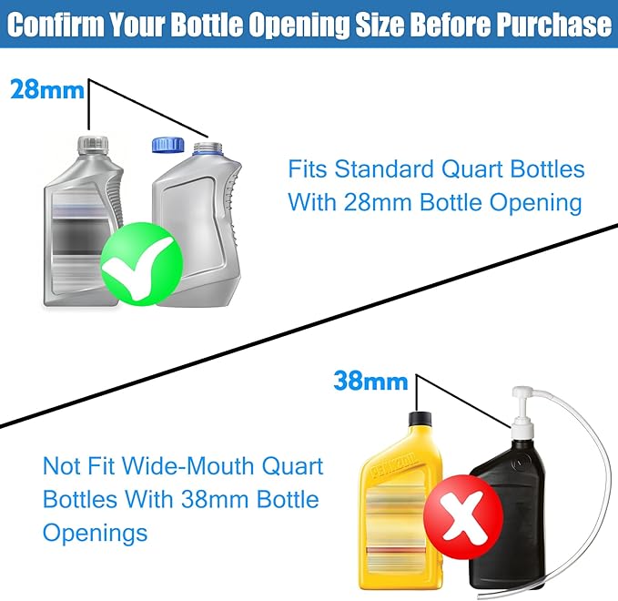 Bentolin Fluid Pump for Standard Quart Bottles -Gear Lube Pump Stroke with 3rd Hand Adapter, Transfer Gear Oil, Transmission and Differential Fluid (28mm)