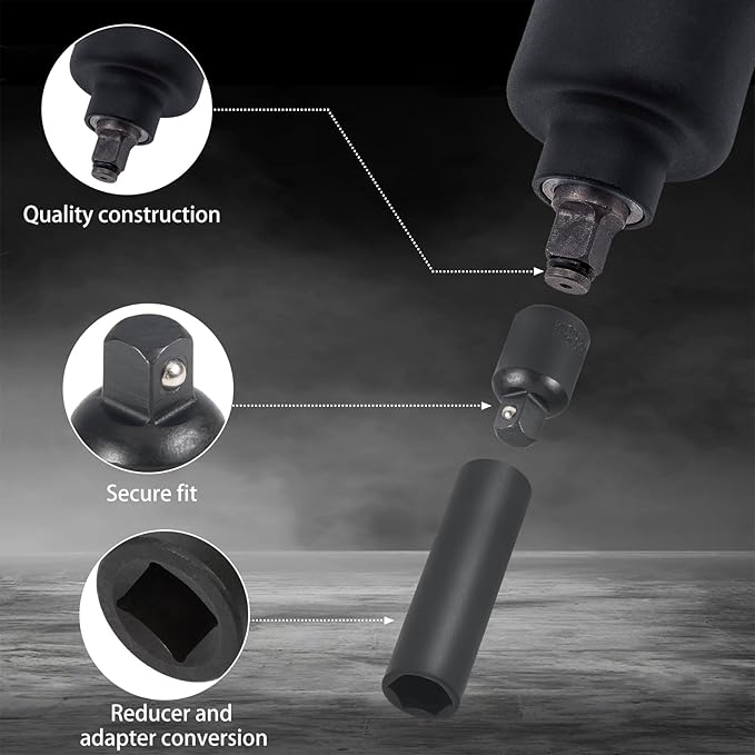 Utoolmart 5 Piece Impact Socket Adapter Set, 1/4" - 3/8" - 1/2" - 3/4" Impact Driver Conversions Conversion Kit & Socket Reducer, Locking Socket Adapter Set, Cr-Mo